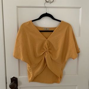 Zara Mustard Yellow Knot Crop Top
